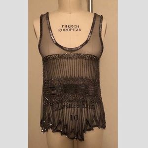 GUNMETAL GREY BEADED TOP